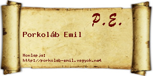 Porkoláb Emil névjegykártya